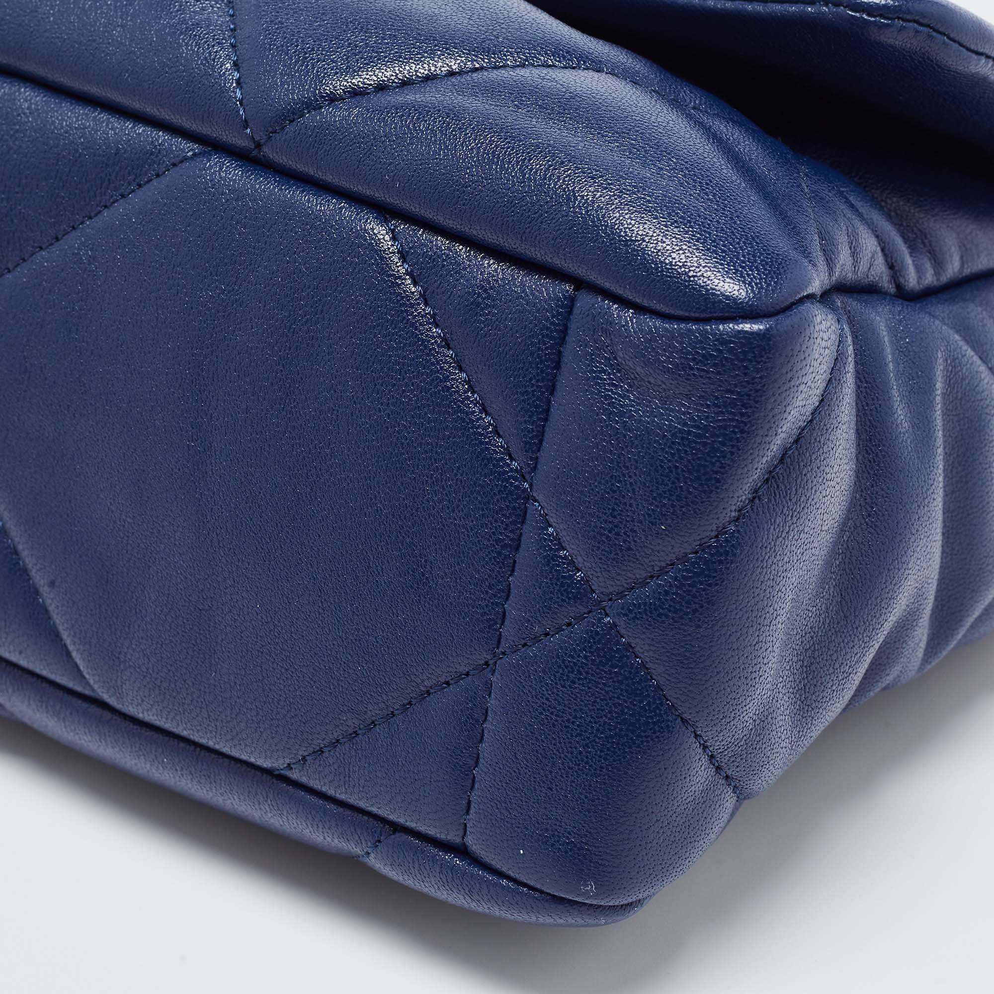 Chanel Bolso Solapa 19 Mediano Piel Acolchada Azul 6