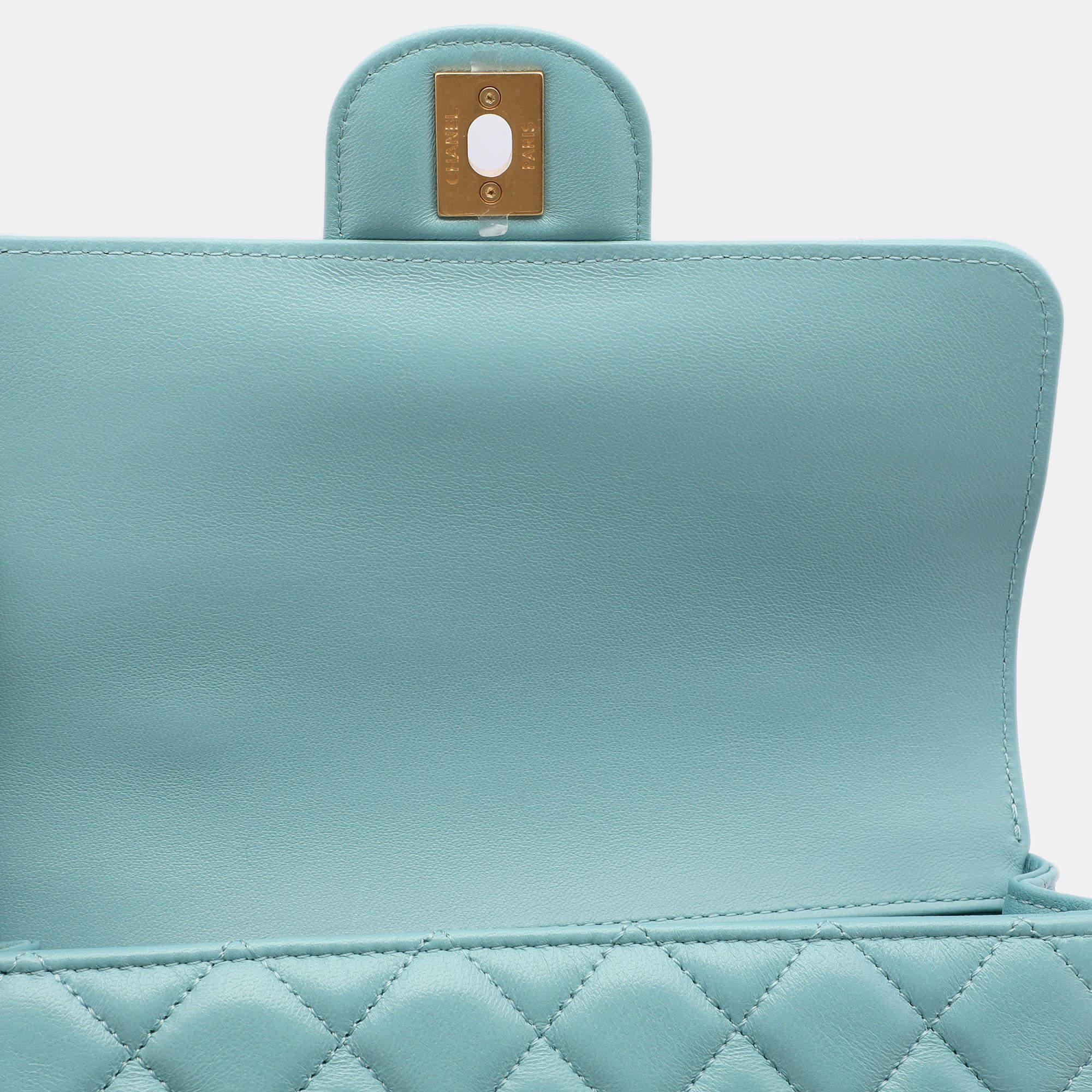 Chanel Blue Quilted Leather Mini Strass On Flap Top Handle Bag 3