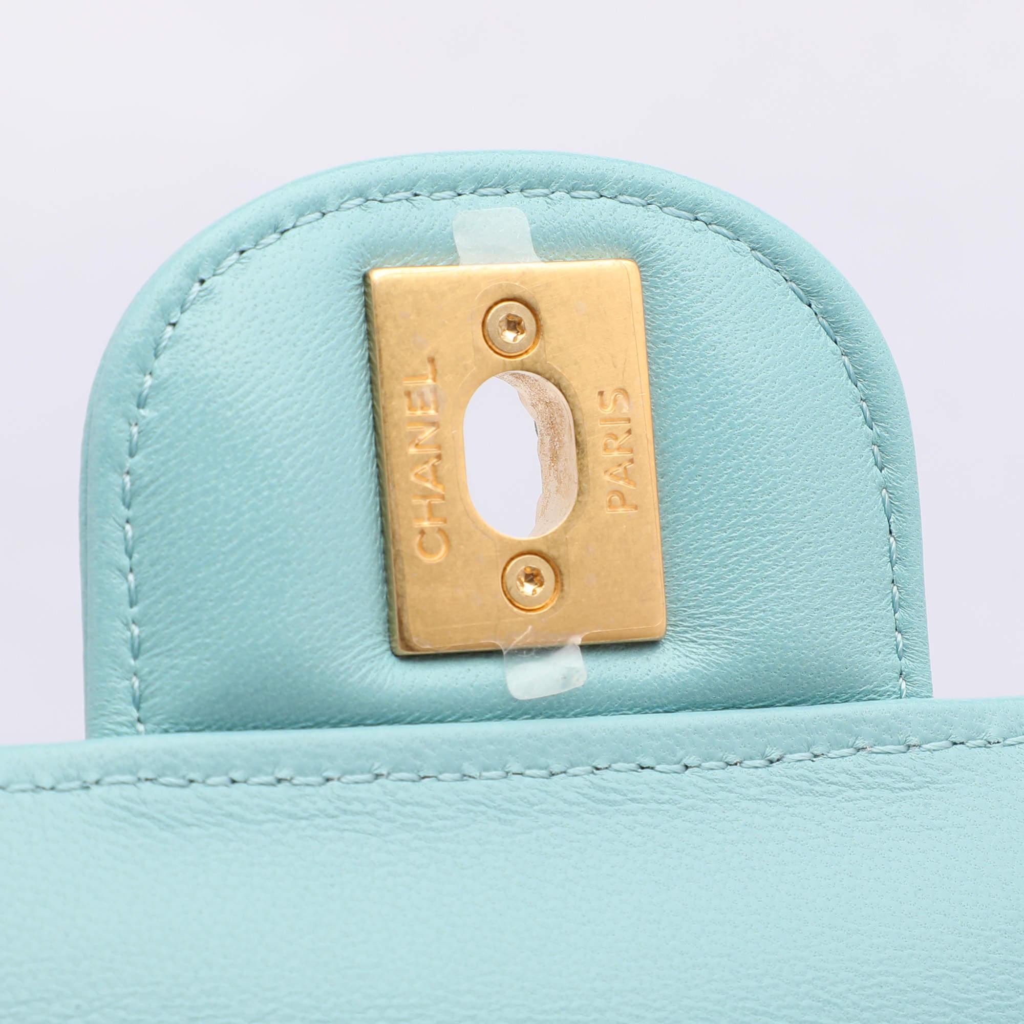 Chanel Blue Quilted Leather Mini Strass On Flap Top Handle Bag 4