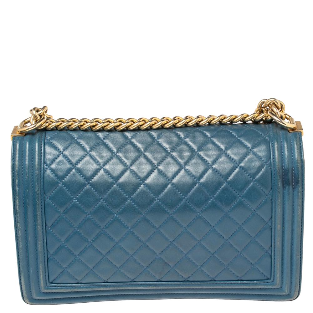 Chanel Blue Quilted Leather New Medium Boy Flap Bag 5