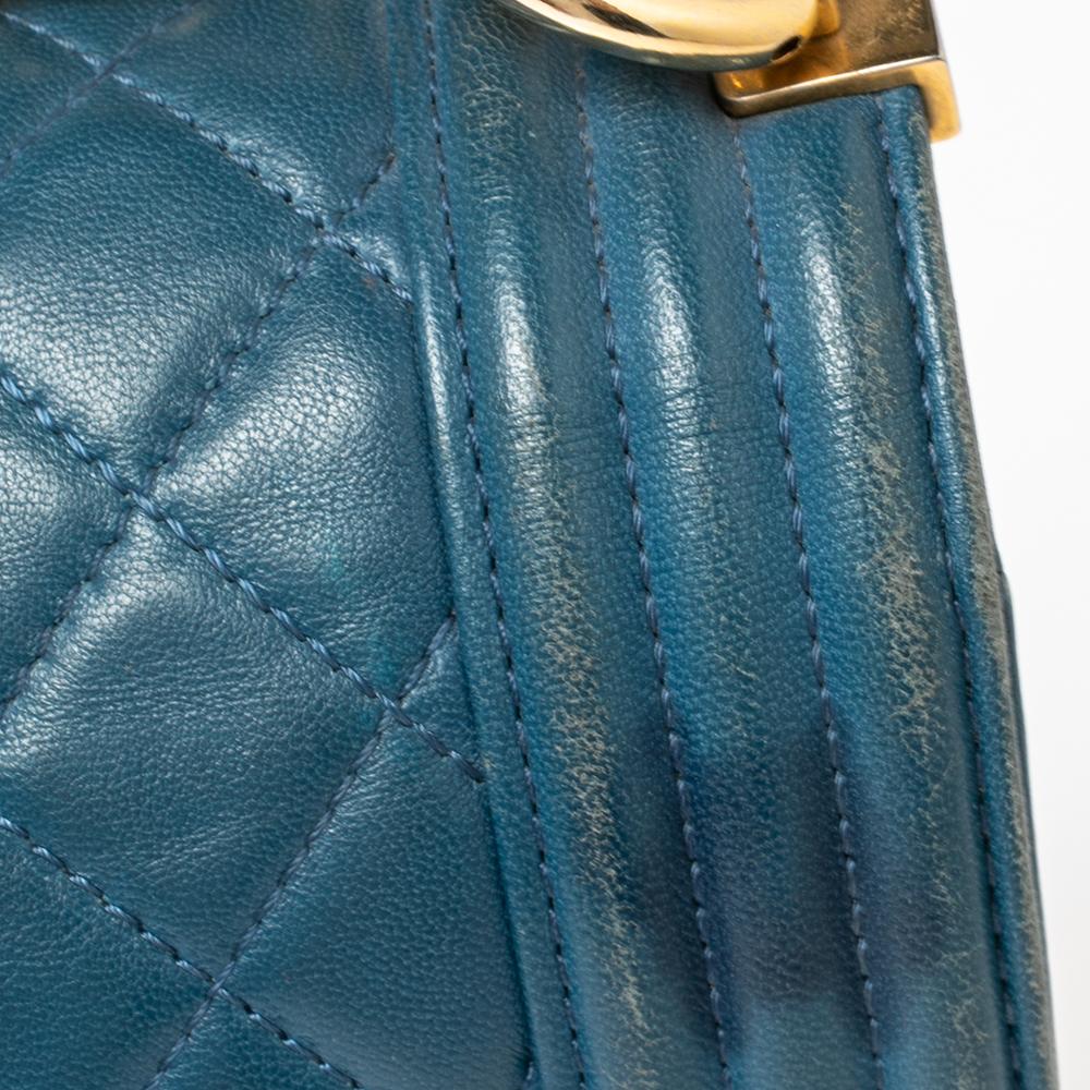 Chanel Blue Quilted Leather New Medium Boy Flap Bag 6
