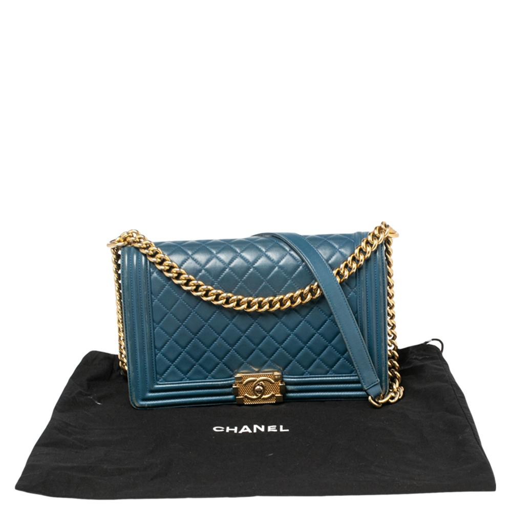 Chanel Blue Quilted Leather New Medium Boy Flap Bag 4