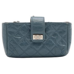 Chanel Blue Quilted Leather Reissue CC Phone Pouch