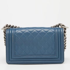 Chanel Blue Quilted Leather Small Boy Flap Bag
