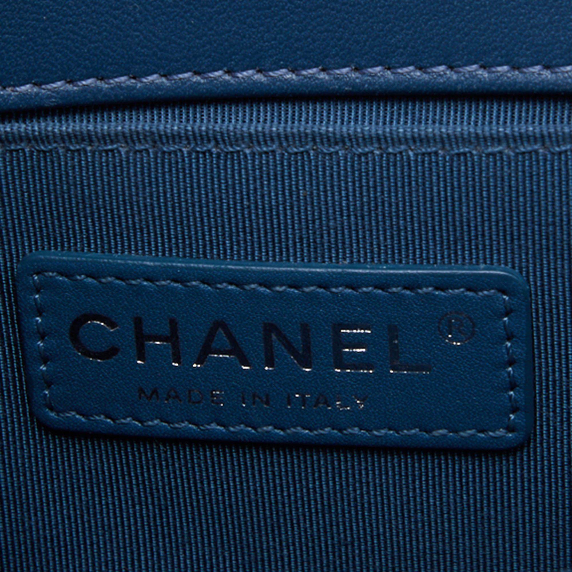 Chanel Blue Quilted Leather Small Boy Flap Bag For Sale at 1stDibs