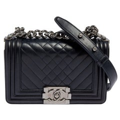 Chanel Blue Quilted Leather Small Boy Flap Bag