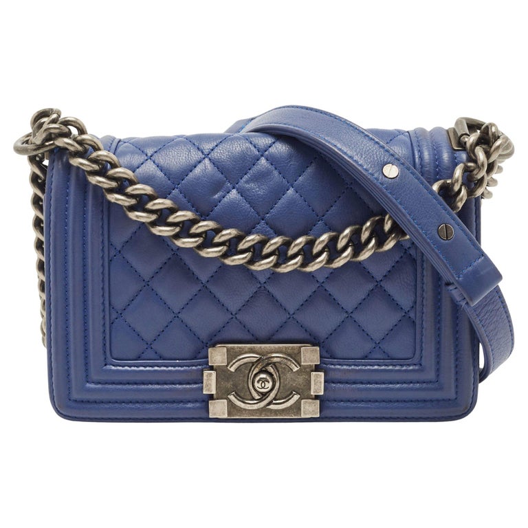 Chanel Blue Quilted Glazed Calfskin Large on The Road Tote Silver Hardware, 2009-2010 (Very Good), Womens Handbag