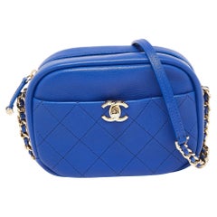 Chanel Blue Quilted Leather Small Casual Trip Camera Crossbody Bag