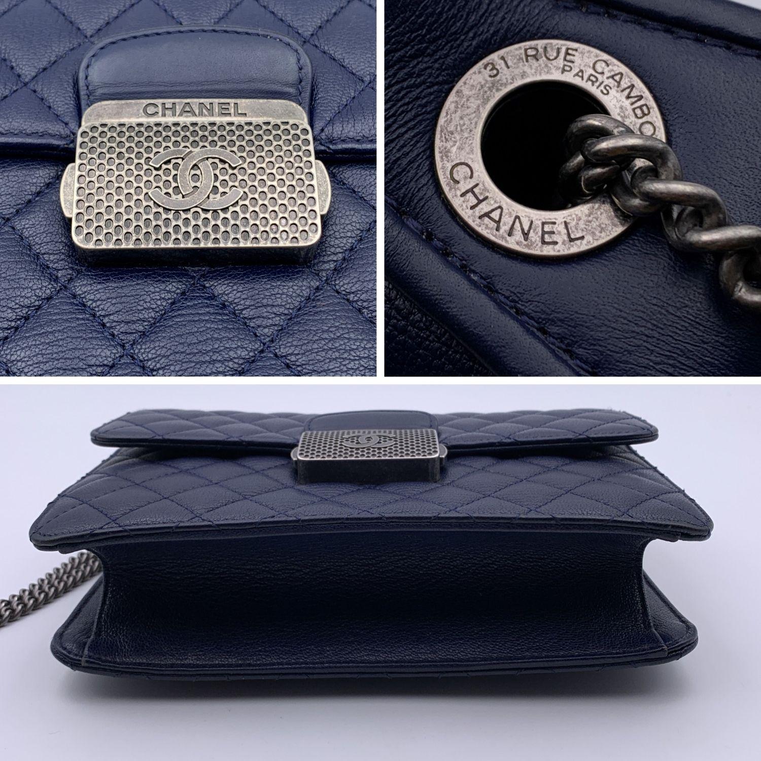 Women's Chanel Blue Quilted Leather Small University Crossbody Bag