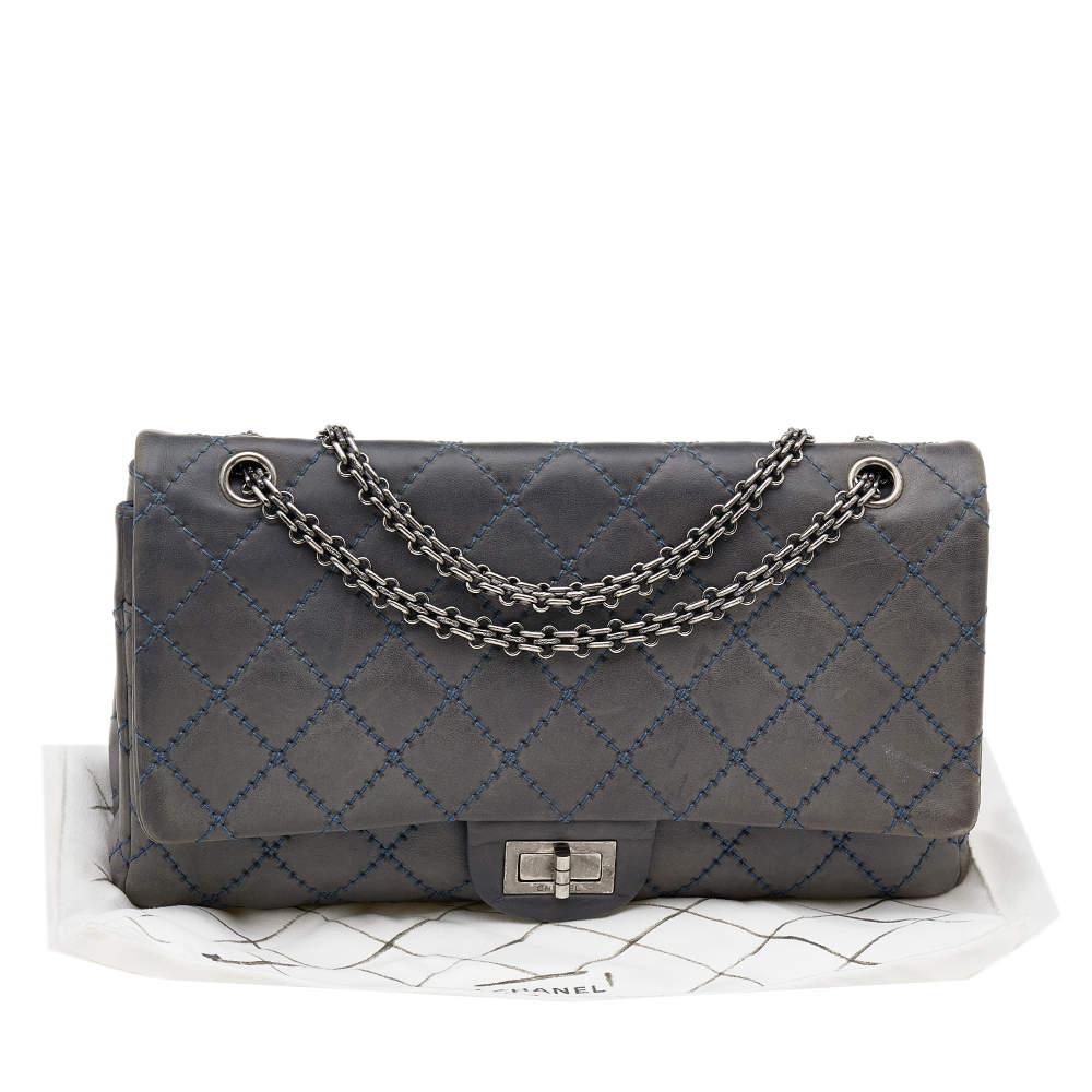 Chanel Blue Quilted Leather Wild Stitch Reissue 2.55 Classic 227 Double Flap Bag 7