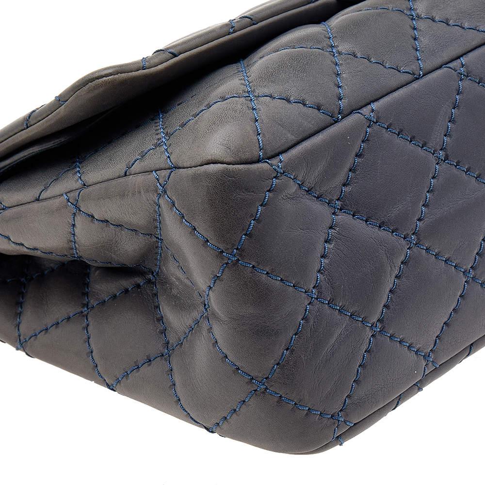 Chanel Blue Quilted Leather Wild Stitch Reissue 2.55 Classic 227 Double Flap Bag 8