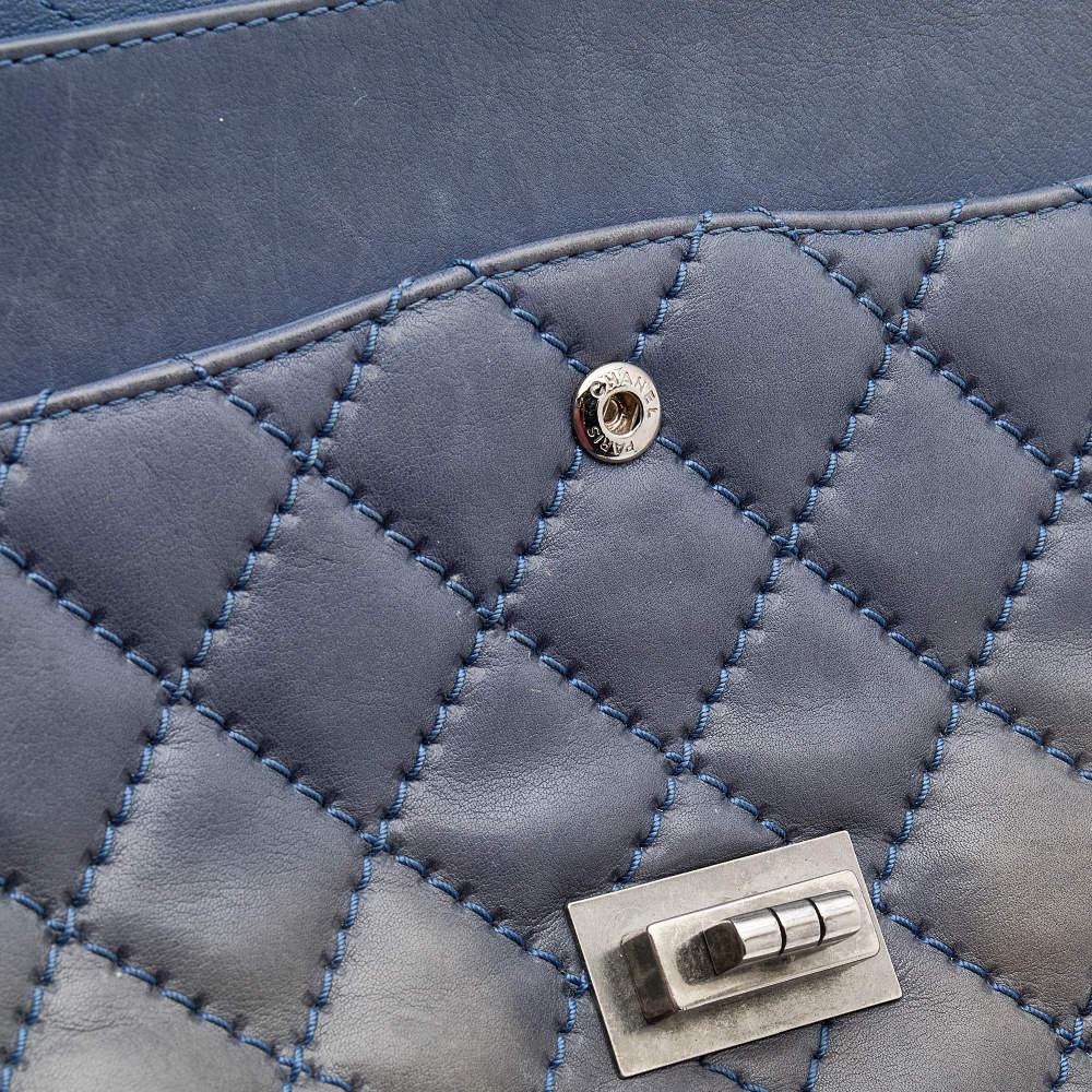 Chanel Blue Quilted Leather Wild Stitch Reissue 2.55 Classic 227 Double Flap Bag 10