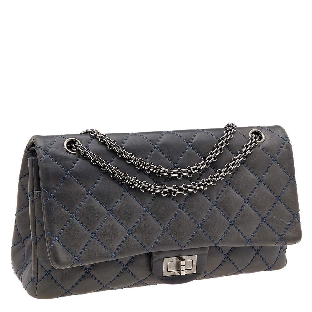 Women's Chanel Blue Quilted Leather Wild Stitch Reissue 2.55 Classic 227 Double Flap Bag