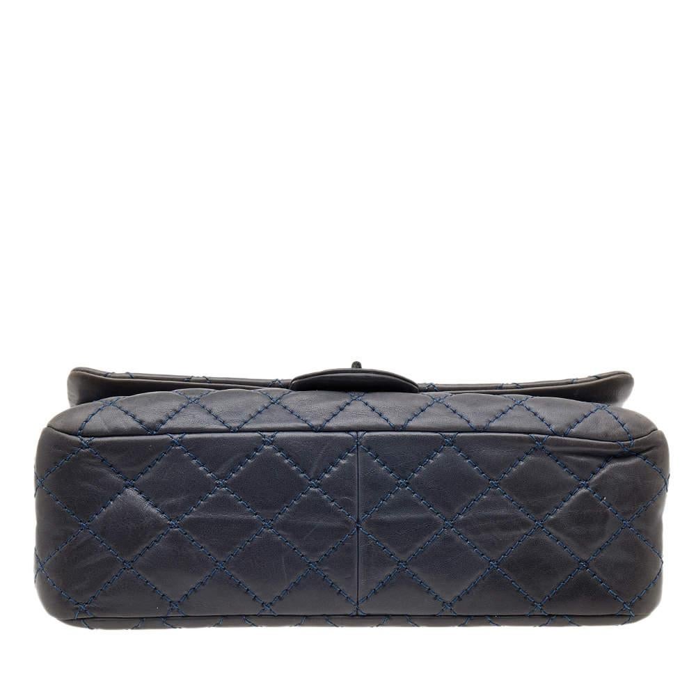 Chanel Blue Quilted Leather Wild Stitch Reissue 2.55 Classic 227 Double Flap Bag 1