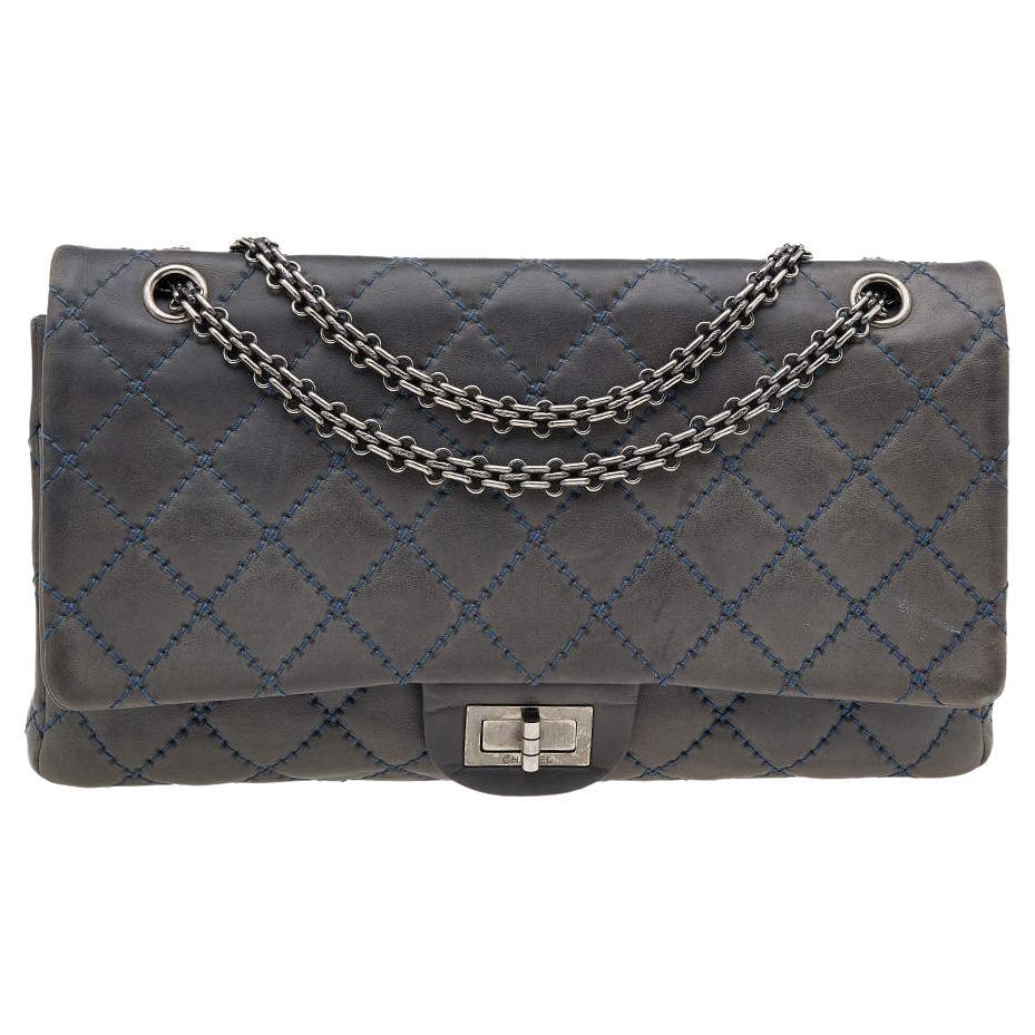 Chanel Blue Quilted Leather Wild Stitch Reissue 2.55 Classic 227 Double Flap Bag