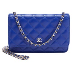 Chanel Blue Quilted Leather WOC Bag