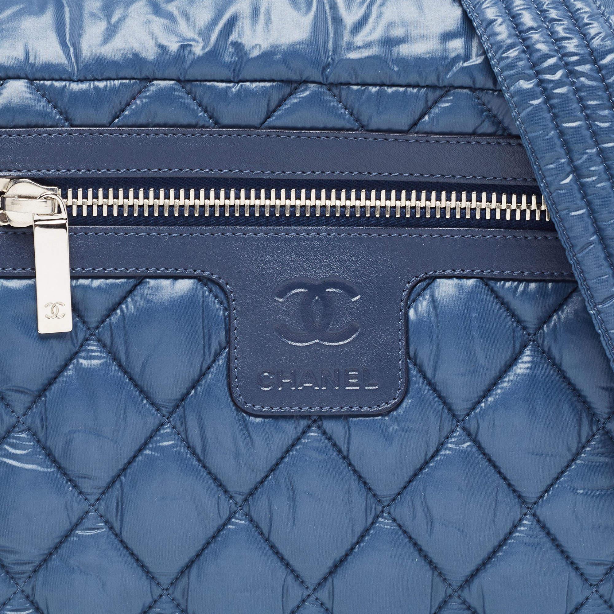 Women's Chanel Blue Quilted Nylon Small Coco Cocoon Messenger Bag For Sale