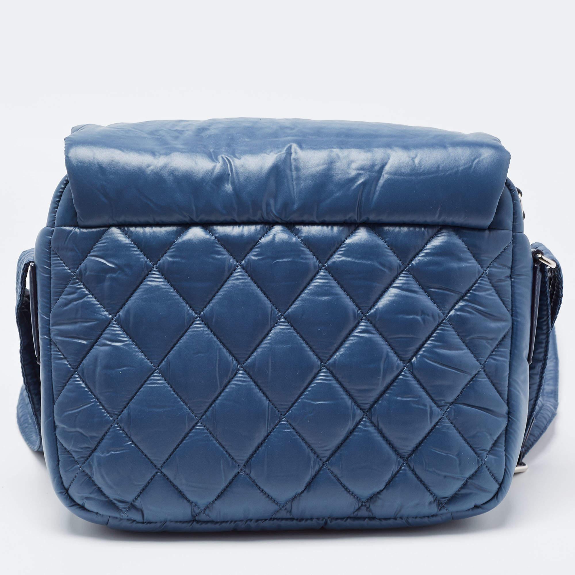 Chanel Blue Quilted Nylon Small Coco Cocoon Messenger Bag For Sale 1