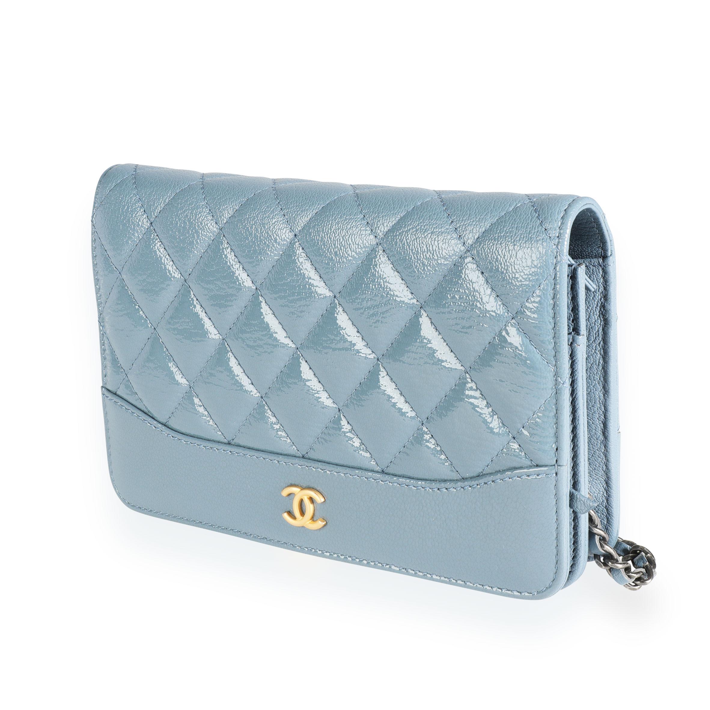  Chanel Blue Quilted Ombré Patent & Aged Calfskin Gabrielle Wallet on Chain
SKU: 112332
MSRP: USD 2,700.00
Condition: Pre-owned (3000)
Condition Description: 
Handbag Condition: Excellent
Condition Comments: Excellent Condition. Some imprinting to