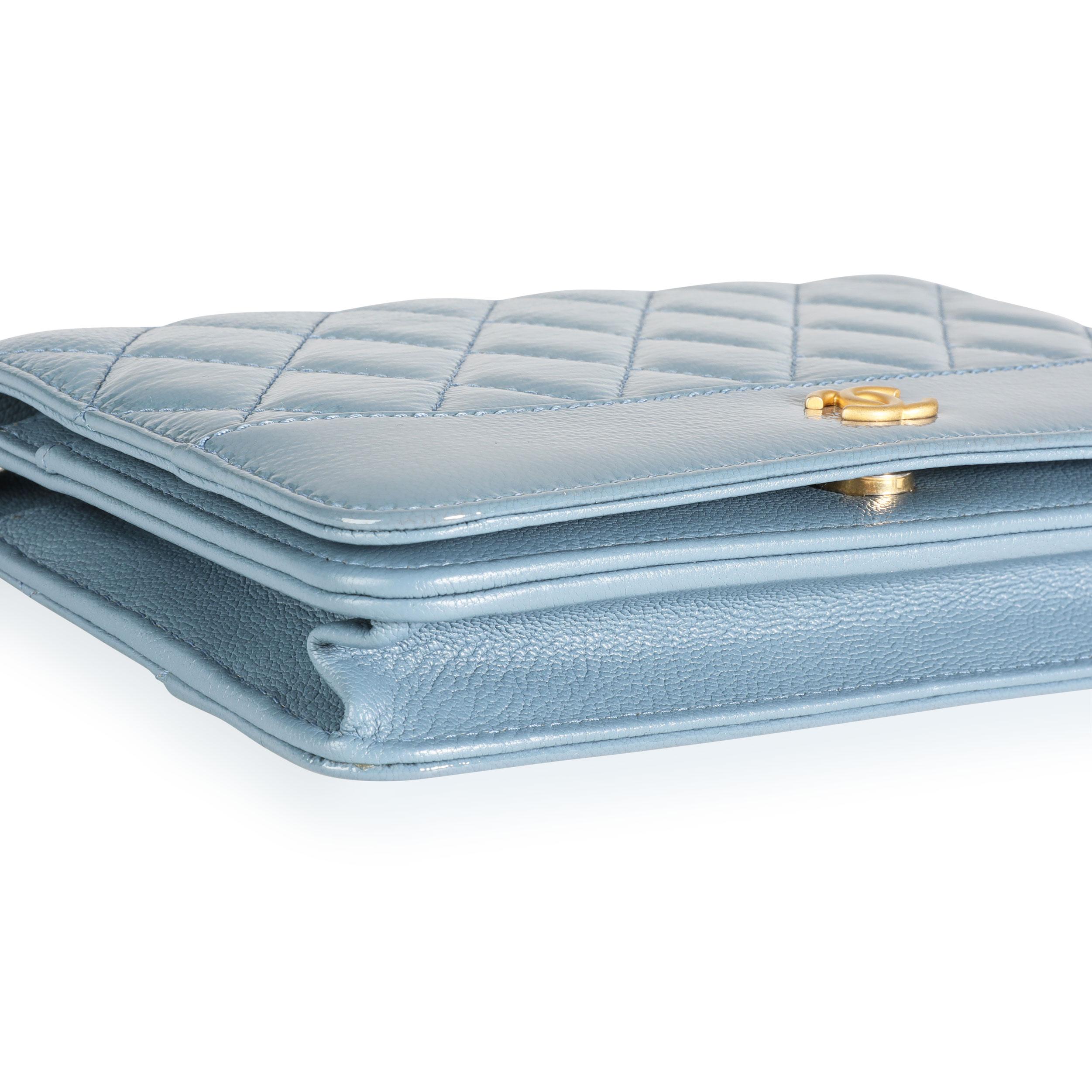 Chanel Blue Quilted Ombré Patent & Aged Calfskin Gabrielle Wallet on Chain 1