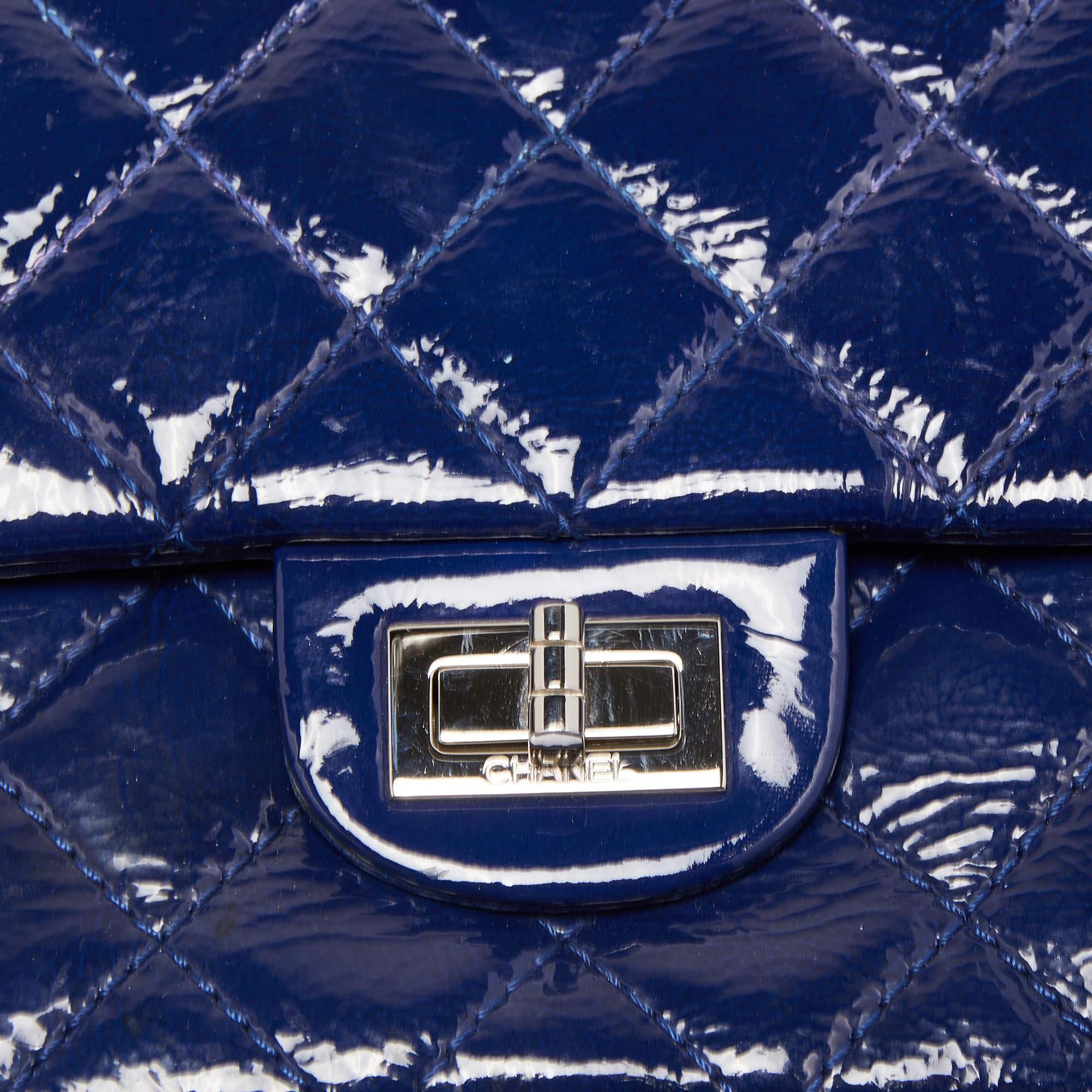 Chanel Blue Quilted Patent Leather Reissue 2.55 Classic 226 Flap Bag 6