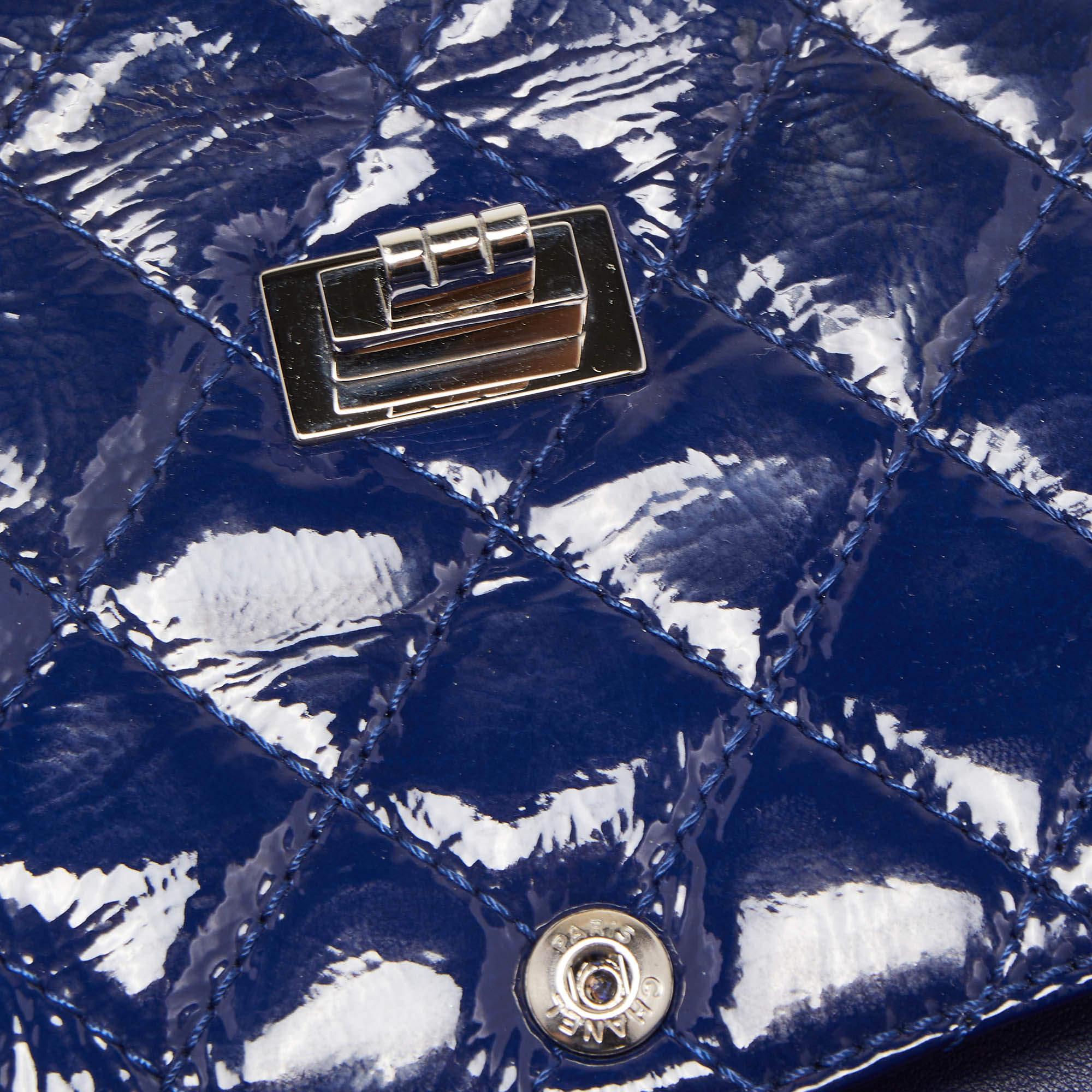 Chanel Blue Quilted Patent Leather Reissue 2.55 Classic 226 Flap Bag 3