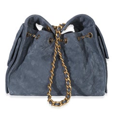 Chanel Blue Quilted Suede Small Chanel 25 Hobo