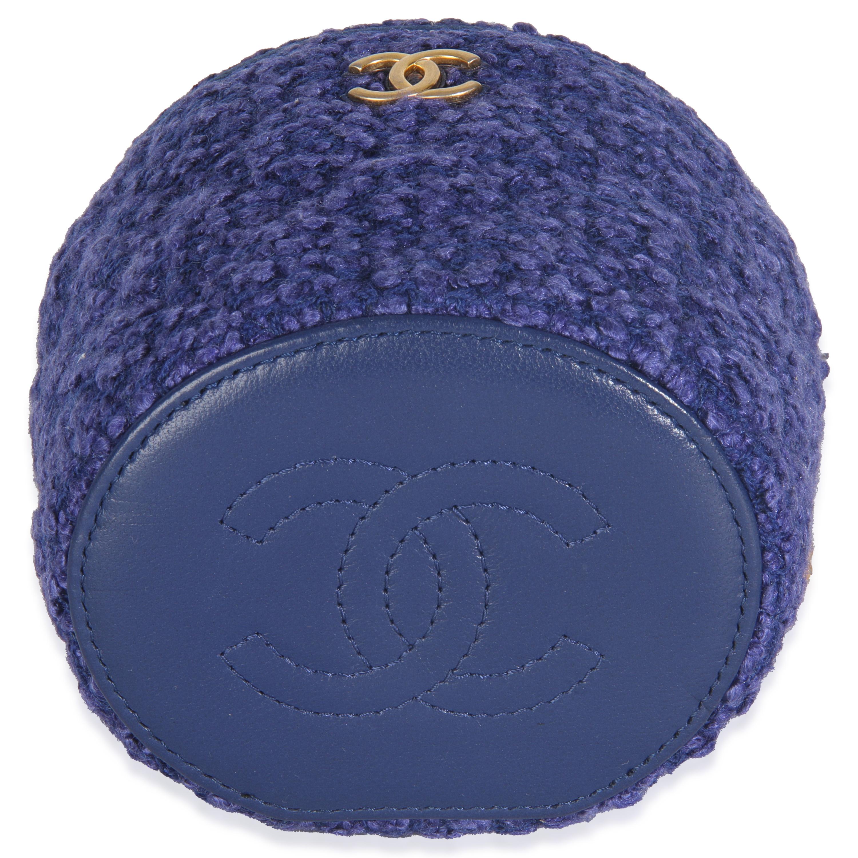 Chanel Blue Quilted Tweed Afternoon Tea Top Handle Vanity Case With Chain en vente 3