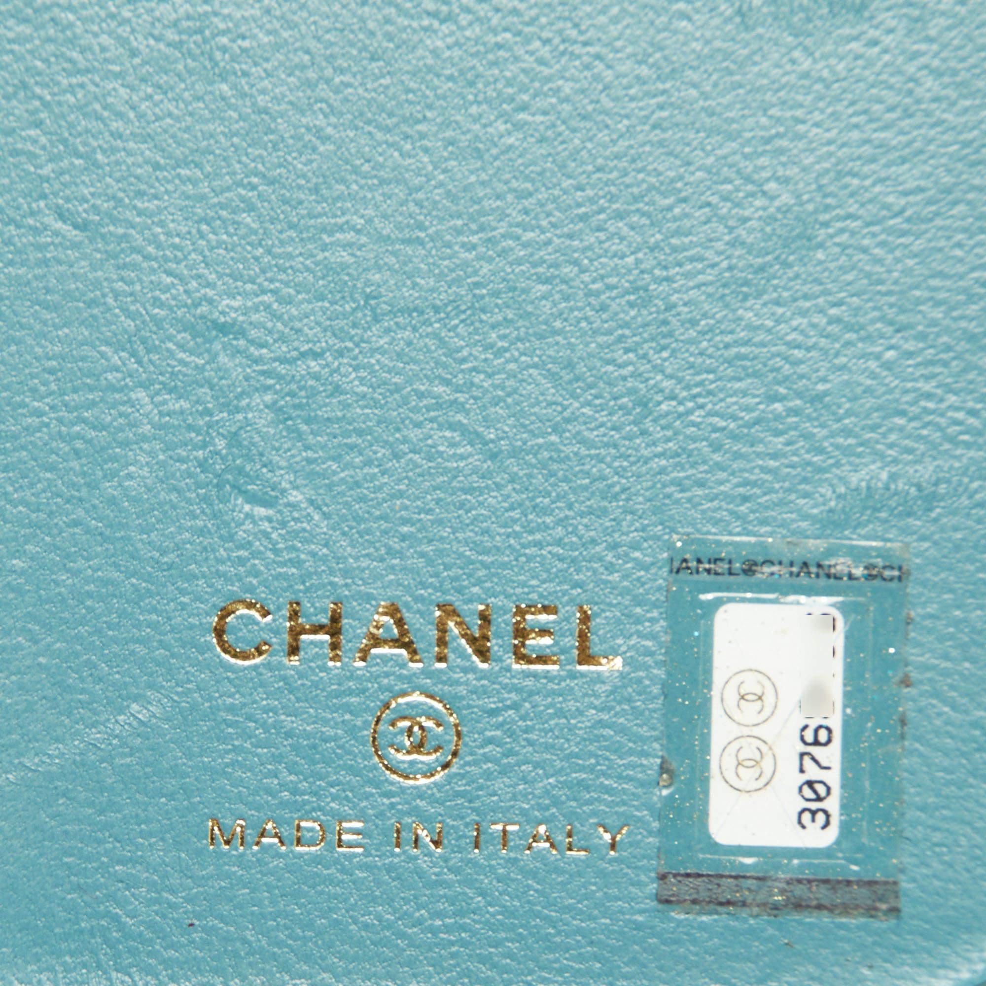 Women's Chanel Blue Quilted Tweed and Leather iPhone 12 Pro Classic Chain Case