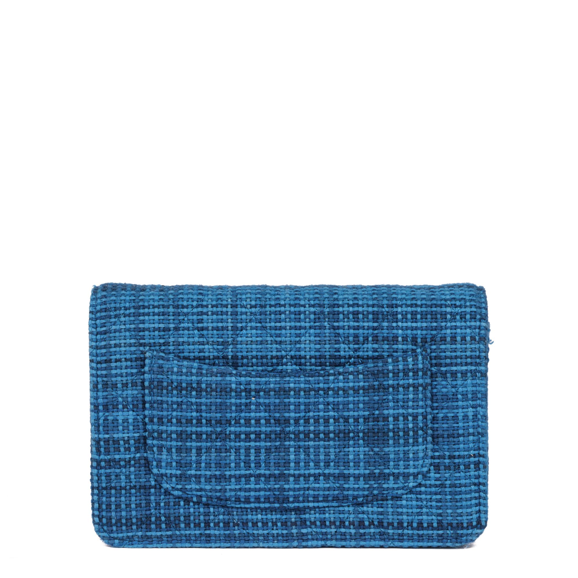 Women's CHANEL Blue Quilted Tweed Fabric Wallet-on-Chain WOC