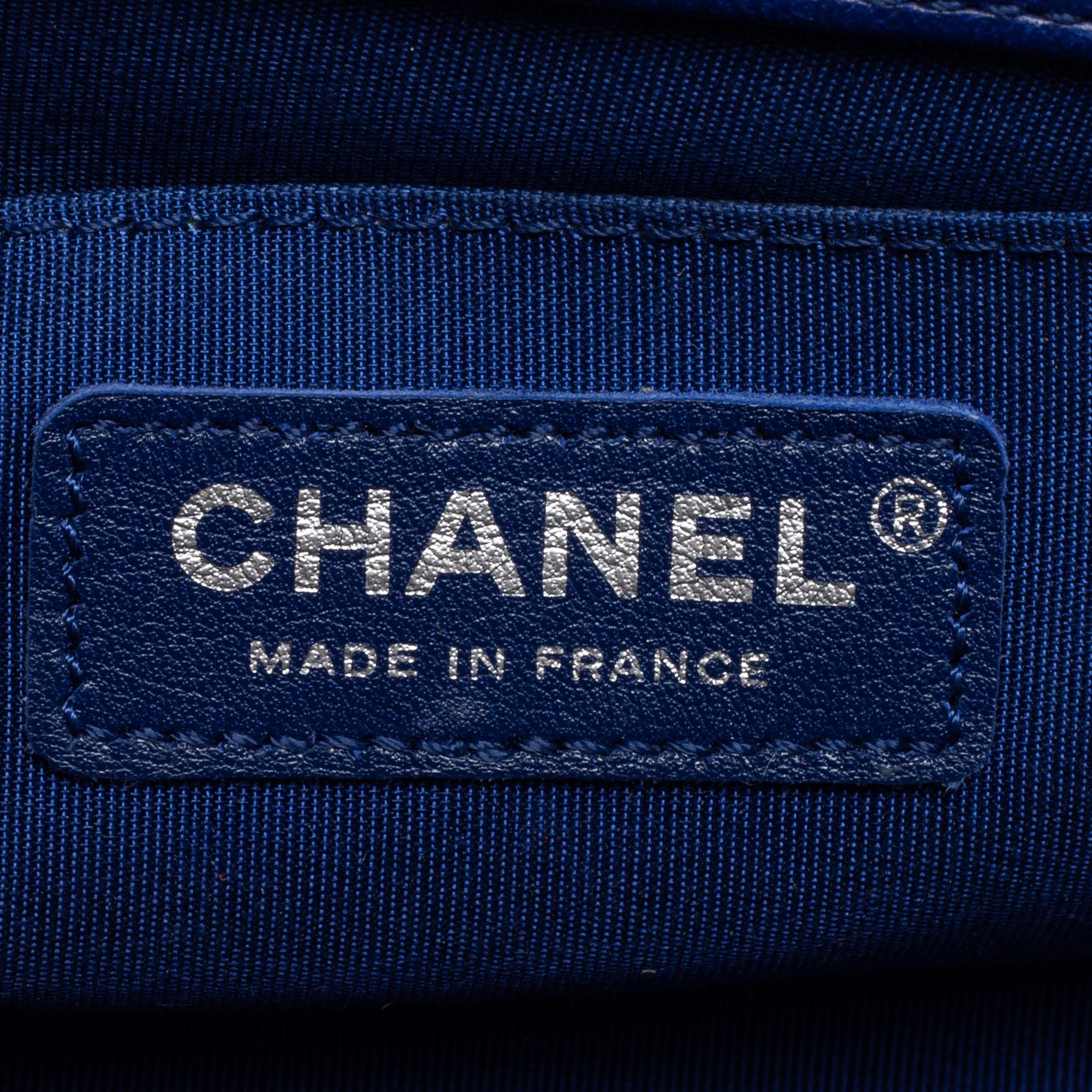Chanel Blue Quilted Velvet Small Boy Flap Bag 5