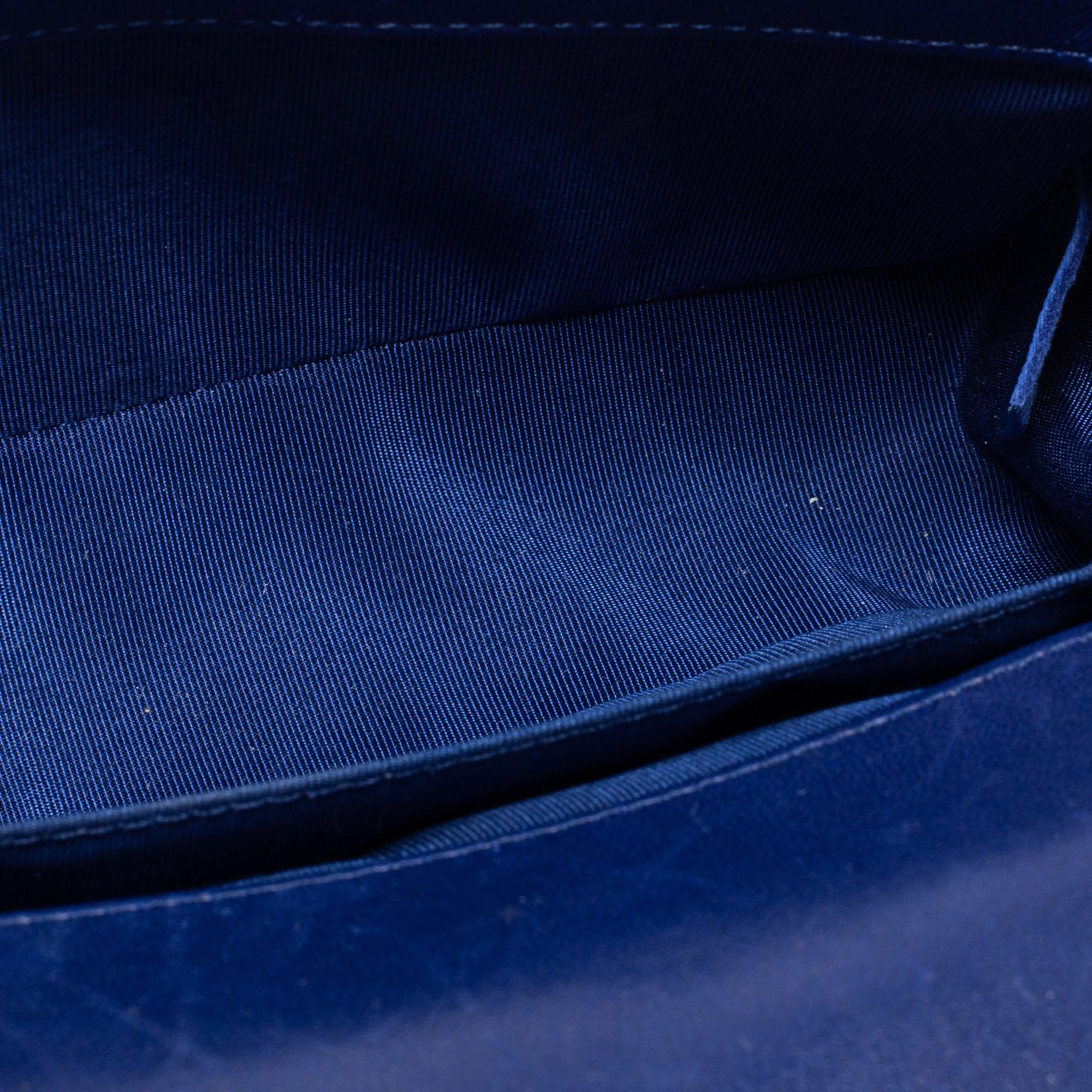Chanel Blue Quilted Velvet Small Boy Flap Bag 7