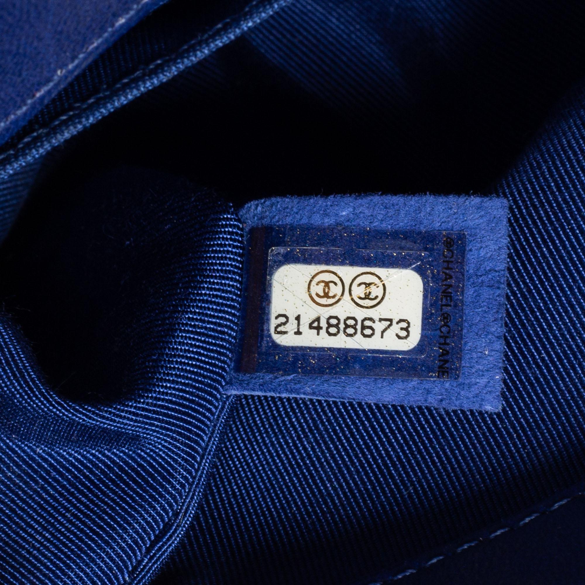 Chanel Blue Quilted Velvet Small Boy Flap Bag 3