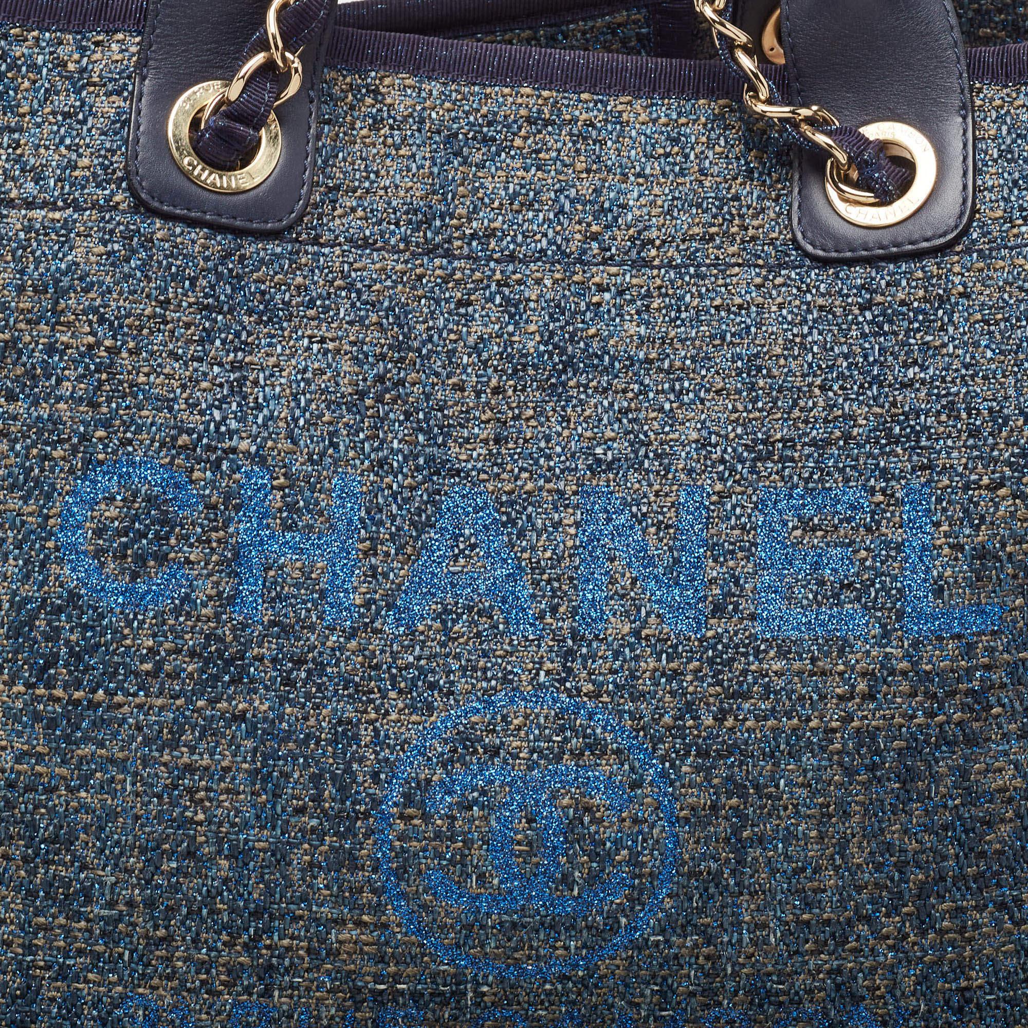 Chanel Blue Raffia and Leather Medium Deauville Tote 3