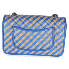 Chanel Blue Raffia Jute Striped Small Urban Jungle Single Flap Bag