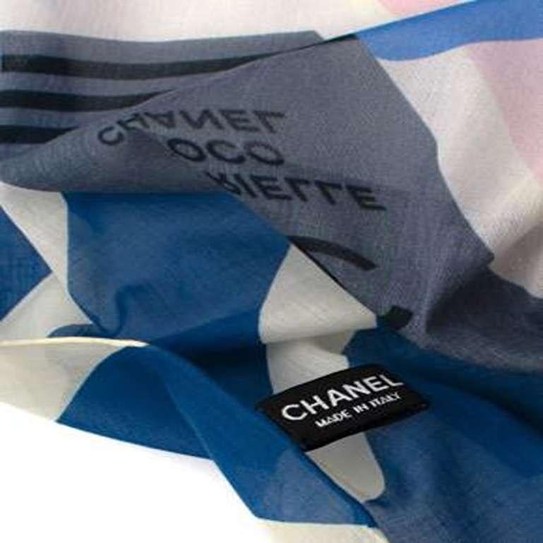 Chanel Blue & Red Cotton Square In Excellent Condition For Sale In London, GB
