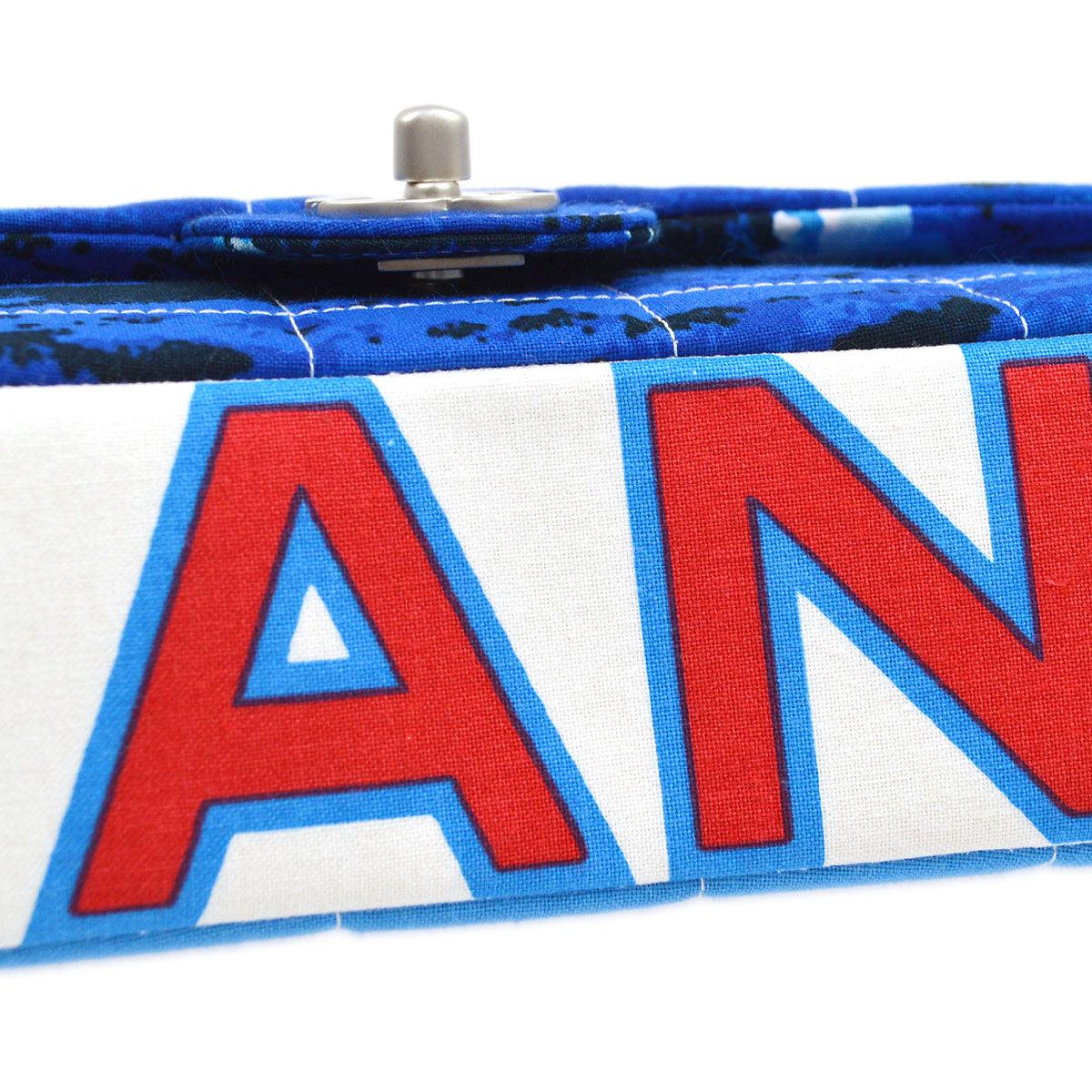 CHANEL Blue Red White Water Wave Silver Hardware Medium Shoulder Flap Bag In Good Condition In Chicago, IL