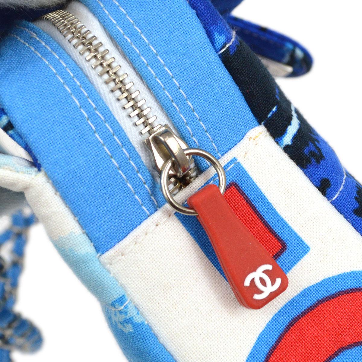Women's CHANEL Blue Red White Water Wave Silver Hardware Medium Shoulder Flap Bag