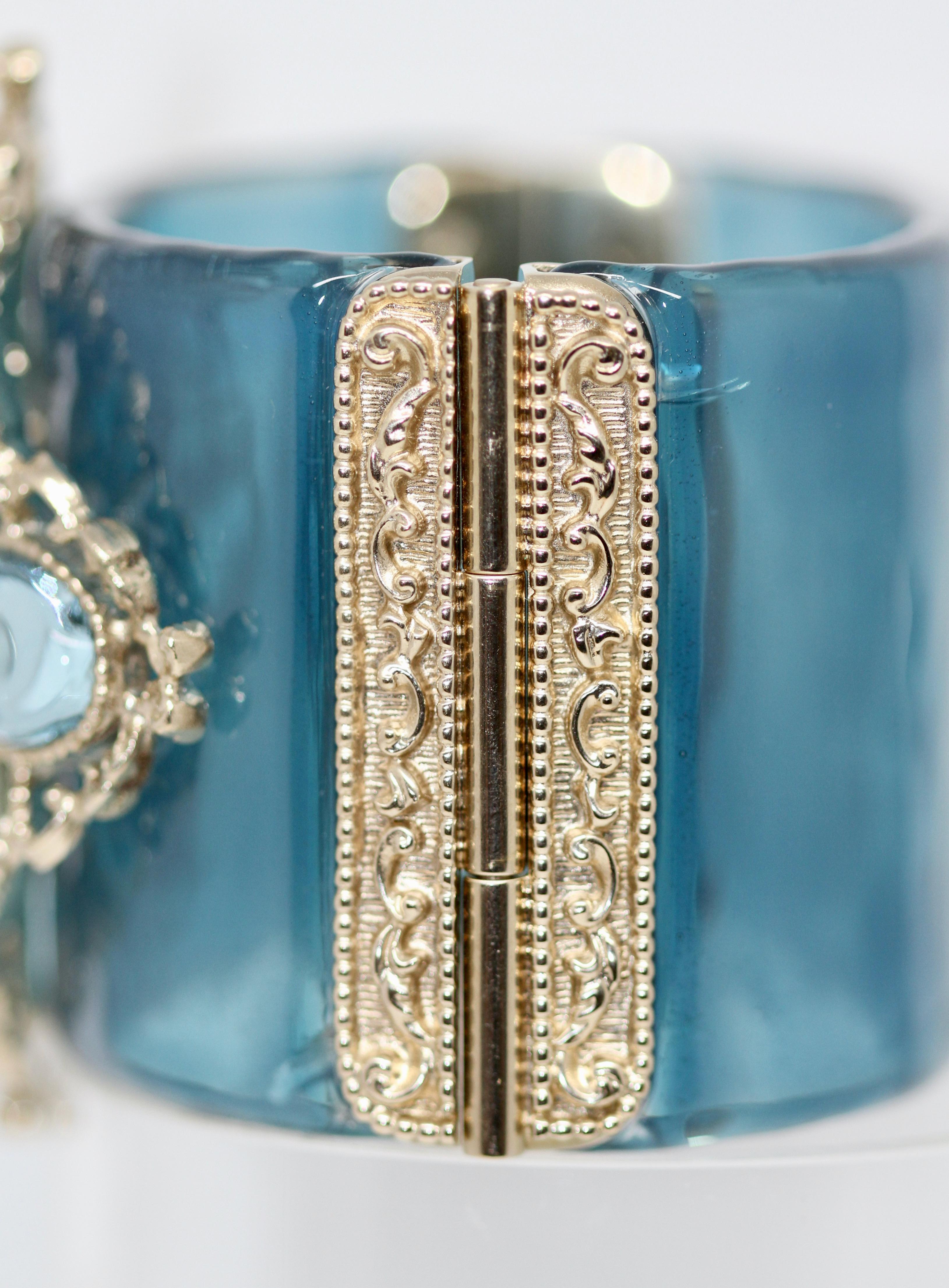 Women's or Men's Chanel Blue Resin Versailles Cuff Bracelet