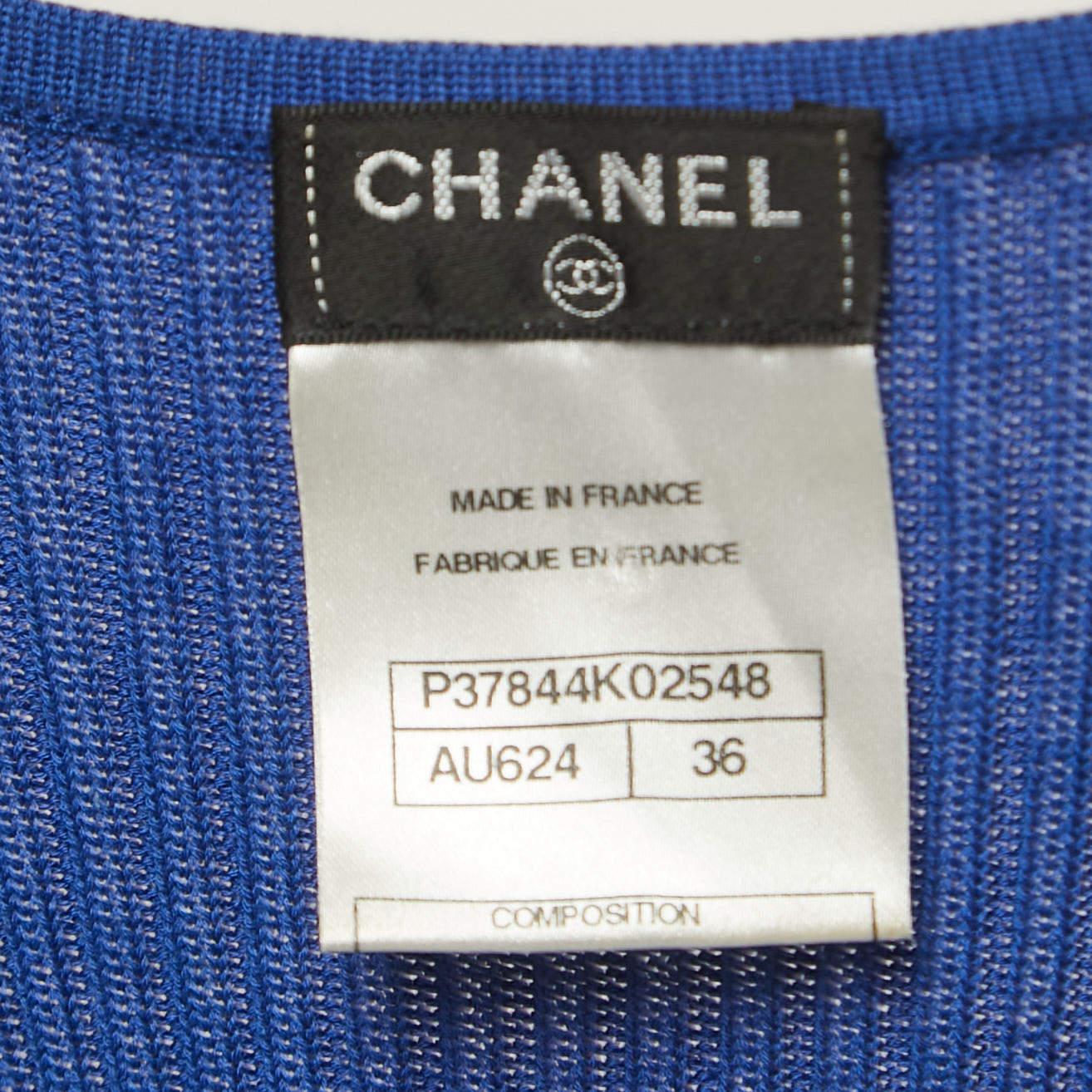Chanel Blue Rib-Knit Tank Top S 1