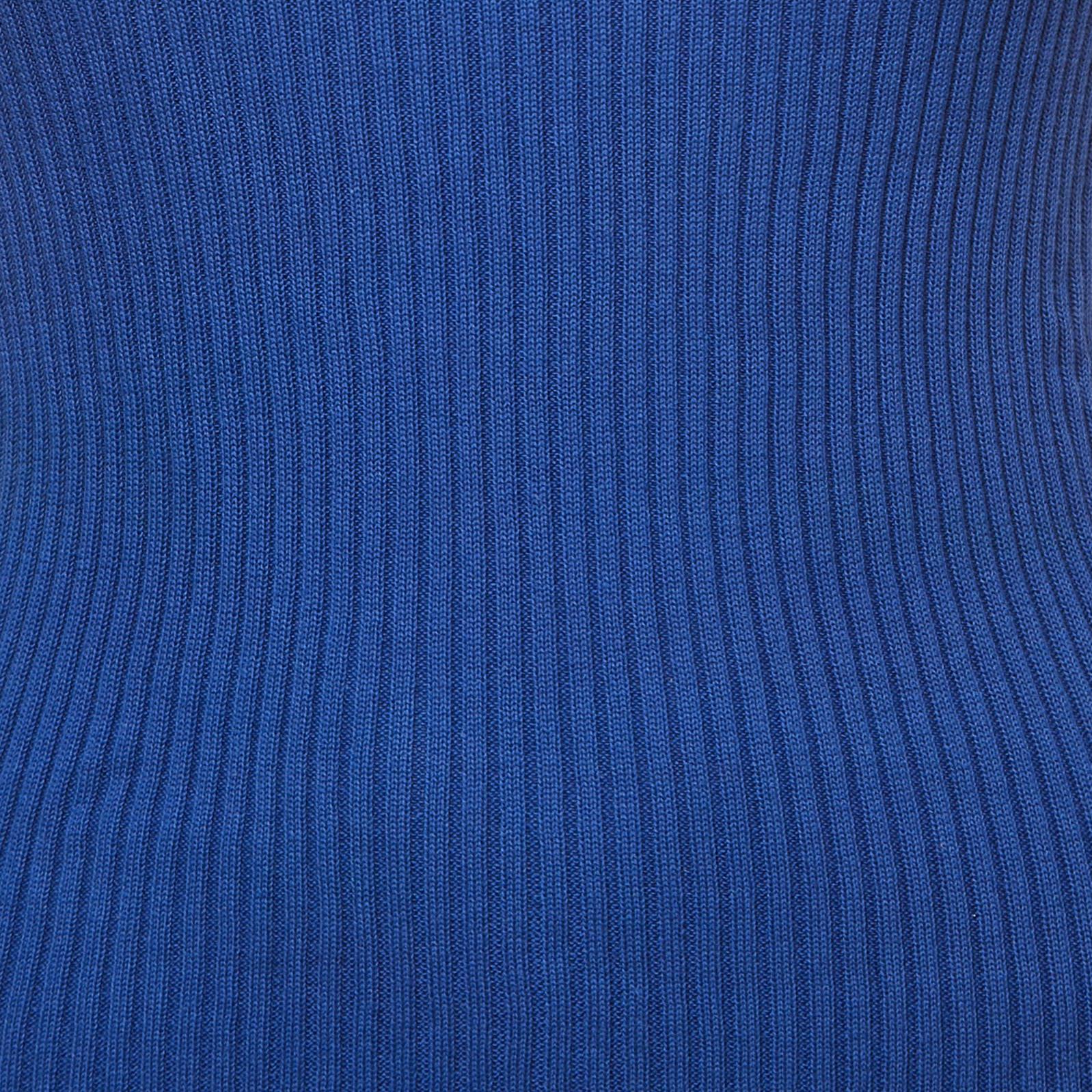 Chanel Blue Rib-Knit Tank Top S 2