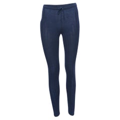 Chanel Blue Ribbed Knit Leggings XS