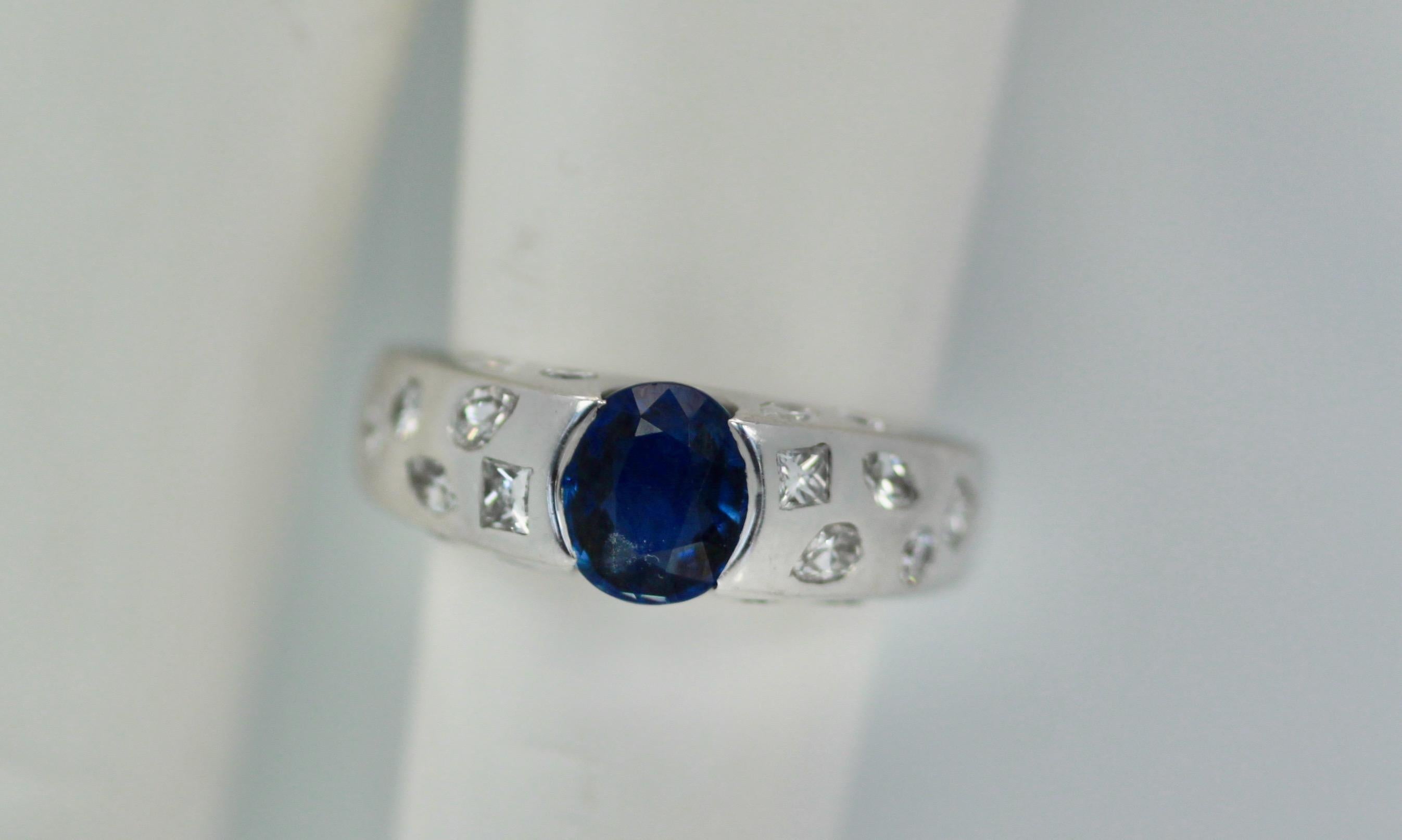 Modern Chanel Blue Sapphire Diamond Ring 18 Karat