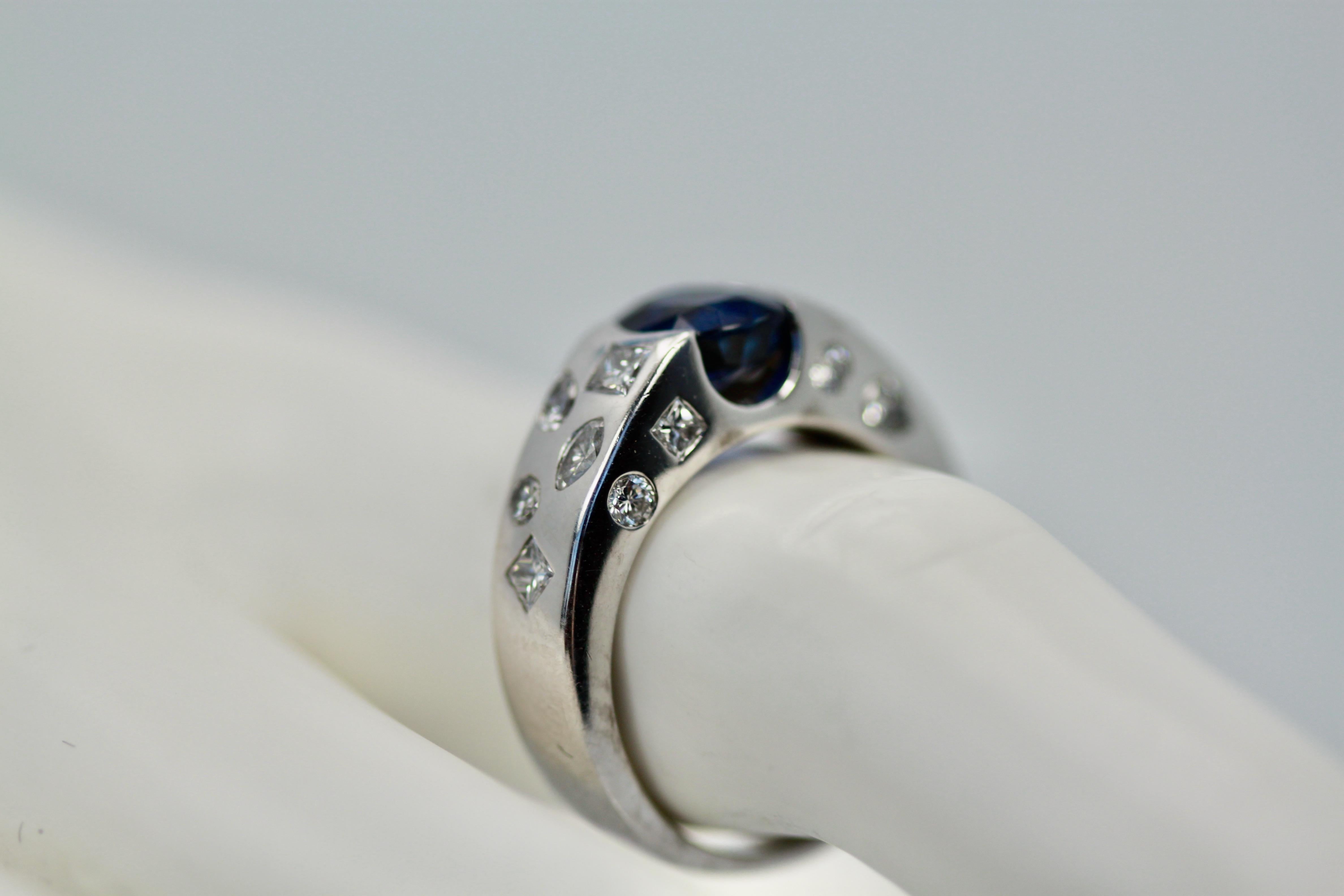Chanel Blue Sapphire Diamond Ring 18 Karat 1