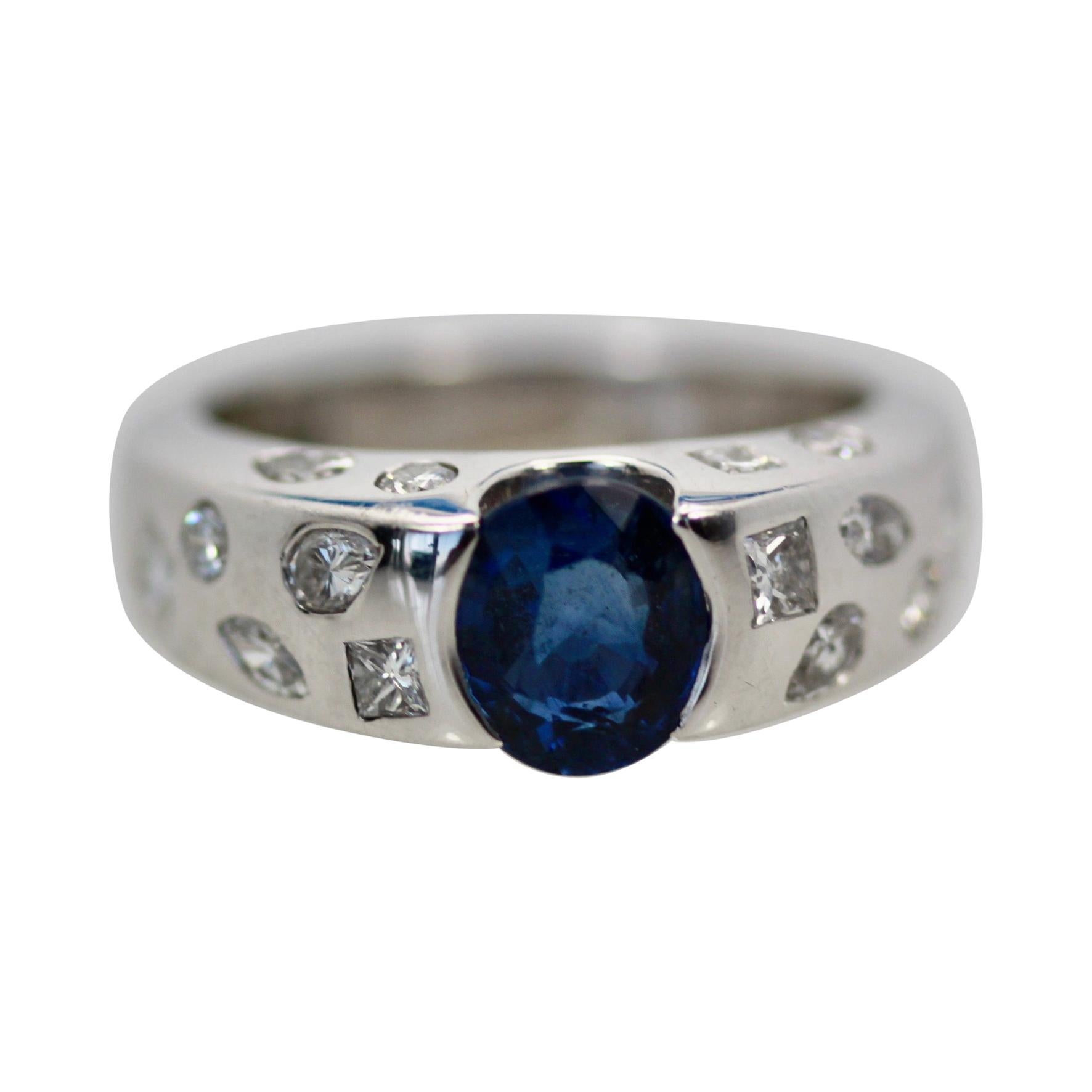 Chanel Blue Sapphire Diamond Ring 18 Karat