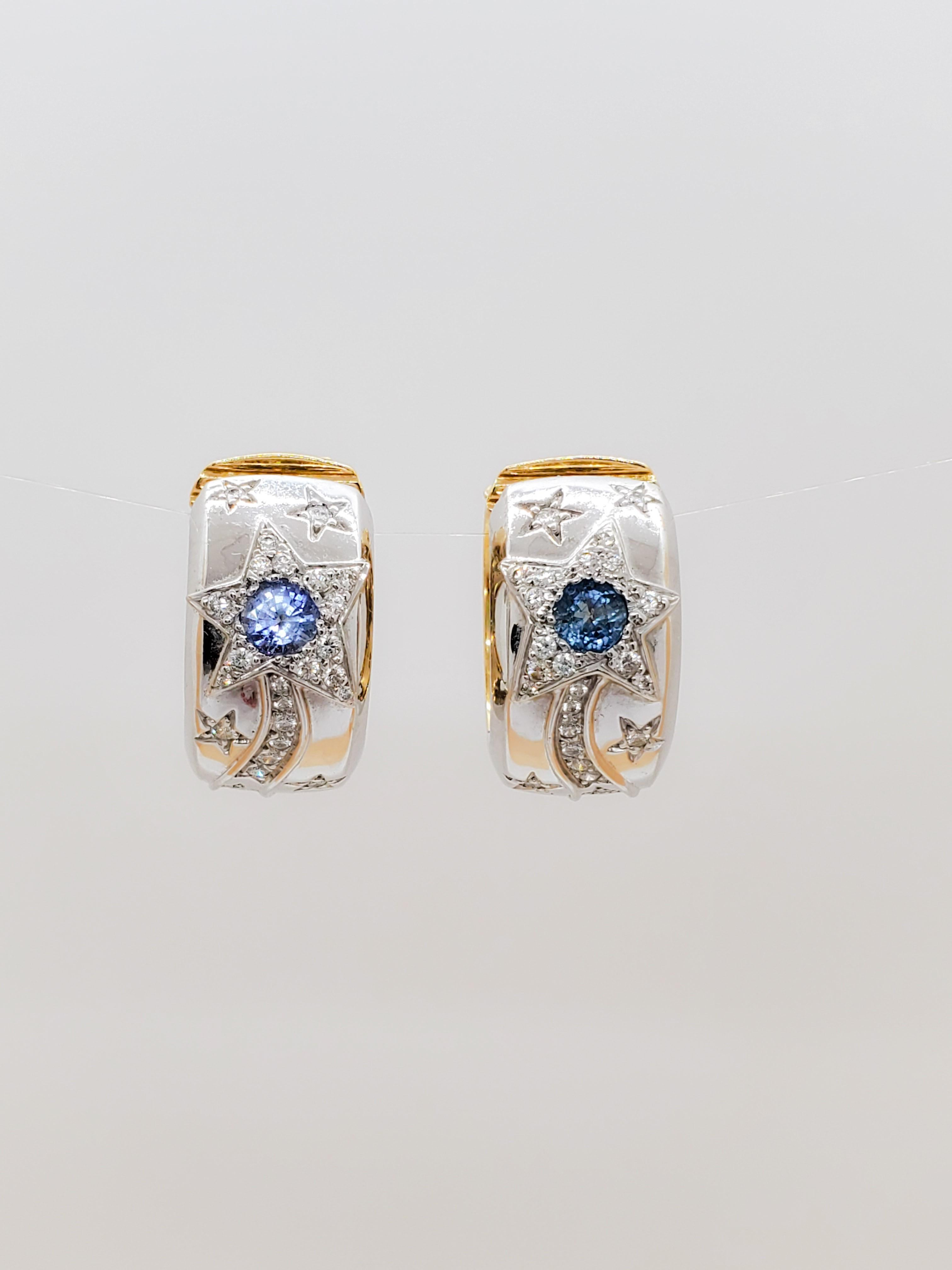 Chanel Blue Sapphire, Yellow Sapphire, and Diamond Day and Night Earrings in 18k 2