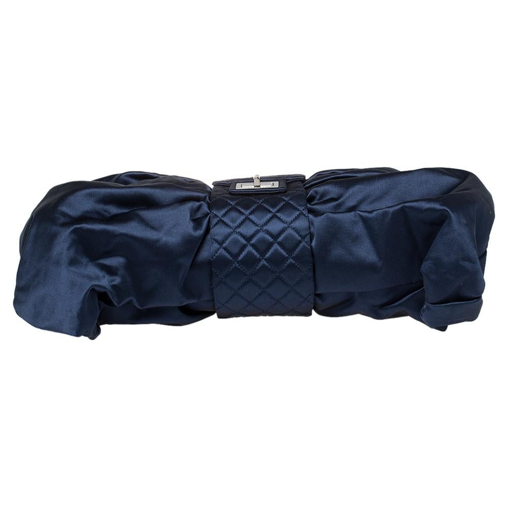 Chanel Blue Satin 2.55 Reissue Ribbon Shoulder Bag 4