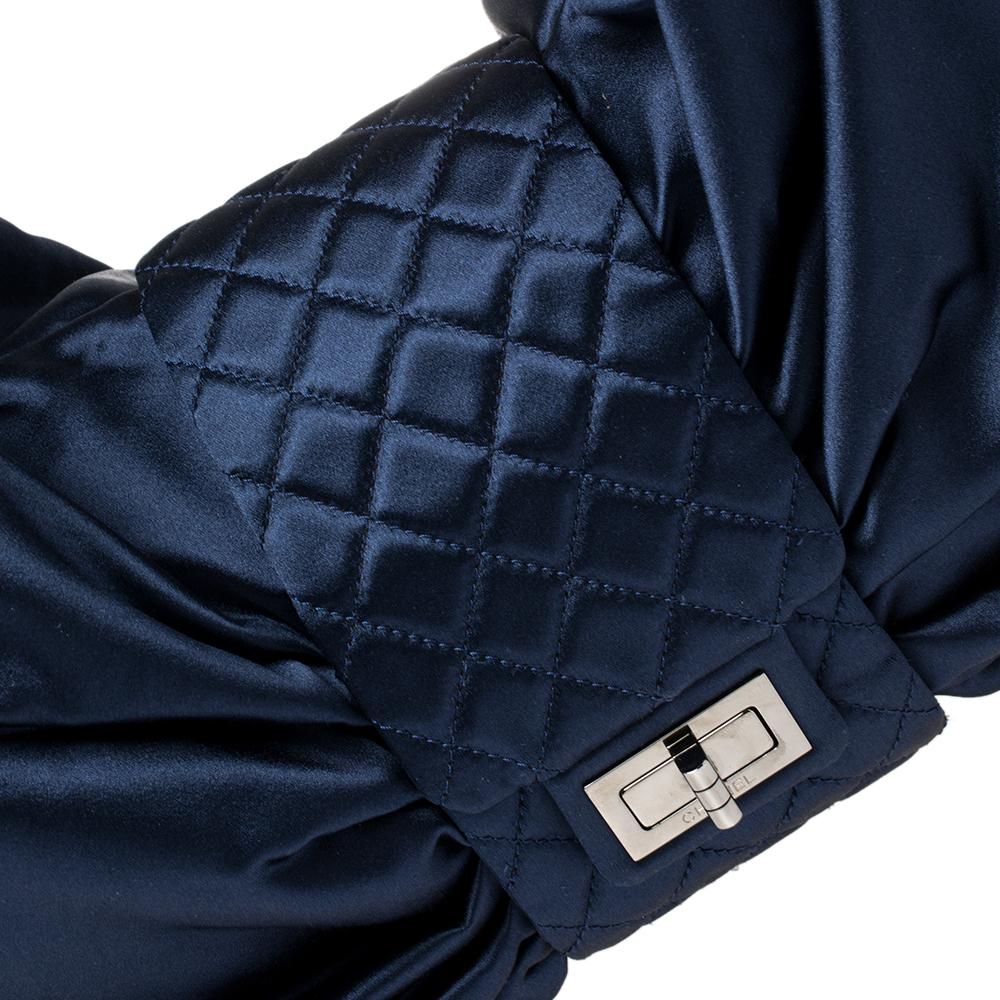 Chanel Blue Satin 2.55 Reissue Ribbon Shoulder Bag 5