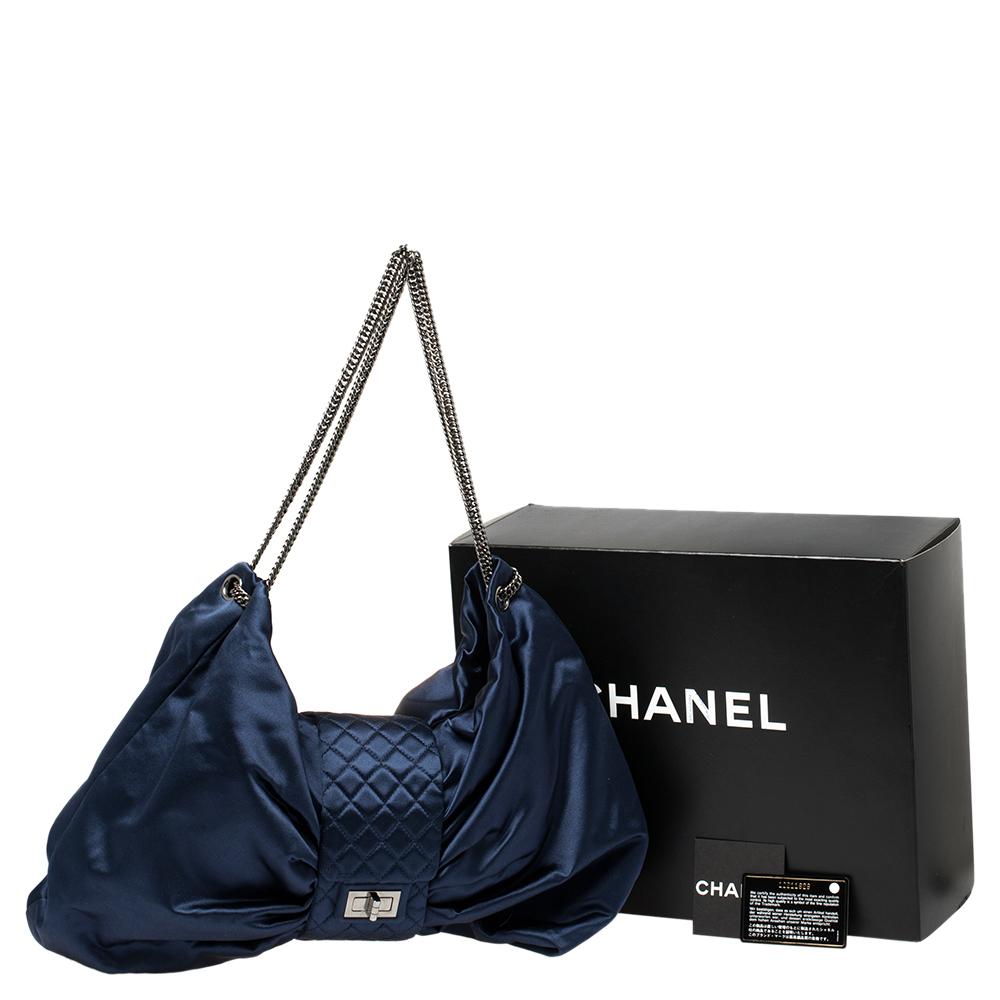 Chanel Blue Satin 2.55 Reissue Ribbon Shoulder Bag 6