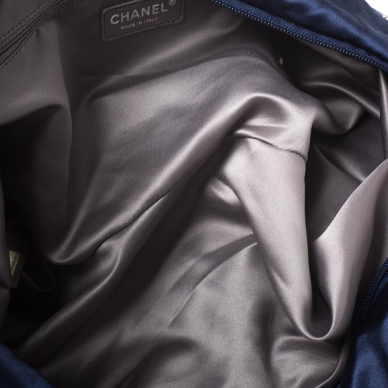 Black Chanel Blue Satin 2.55 Ribbon Shoulder Bag